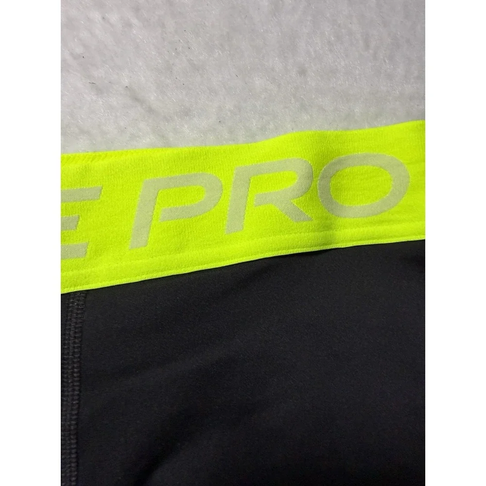 Nike Pro Women 3 Inch Training Shorts Black Neon Yellow CZ9857-013 Small